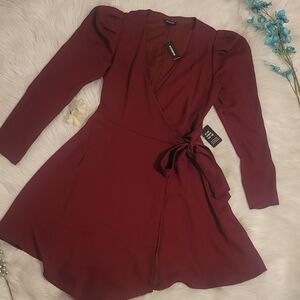 Elegant Burgundy Wrap Dress